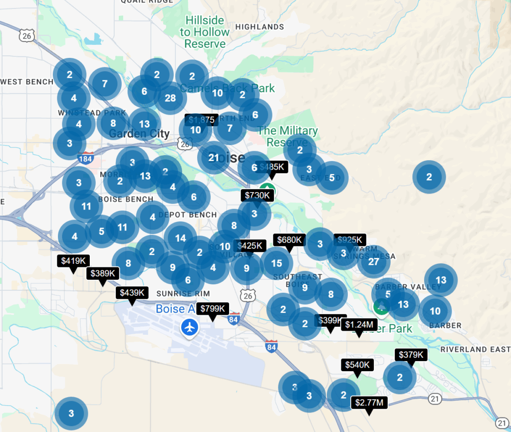 Downtown Boise Search Map